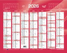 Quo Vadis - Calendrier bancaire 7 mois par face - 33,5 x 43 cm - rouge