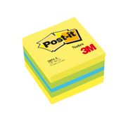 Post-it - Mini Bloc Cube citron - jaune/vert/bleu - 400 feuilles - 51 x 51 mm