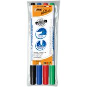 BIC VELLEDA 1721 - Pack de 4 marqueurs effaçables - pointe fine - couleurs assorties