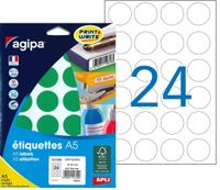 Apli Agipa - Etui A5 - 240 Pastilles adhésives - vert multi-usages - diamètre 30 mm - réf 101355