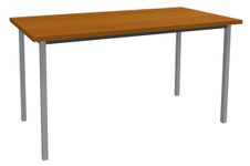 Table de réunion Rectangulaire - 120 x 60 cm - Pieds aluminium - imitation merisier