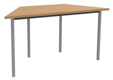 Table de réunion Trapèze - 120 x 60 cm - Pieds carrés aluminium - imitation Hêtre