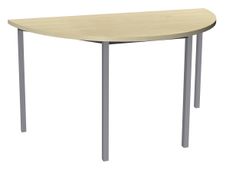 Table de réunion Demi-lune - 120 x 60 cm - Pieds carrés aluminium - imitation érable
