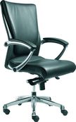 Fauteuil de bureau ergonomique GEORGE en cuir - Accoudoirs fixes - Noir 
