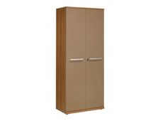 Armoire haute SLIVER - L80 x H188 x P45 - 2 portes - Noyer et bronze