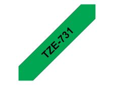 Brother TZe731 - Ruban d'étiquettes auto-adhésives - 1 rouleau (12 mm x 8 m) - fond vert écriture noire 
