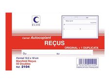 ELVE - Manifold Carnet de reçus - 50 dupli - 10,5 x 18 cm