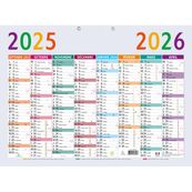 Calendrier Multicolore 55 x 40,5 cm - 16 mois - Exacompta