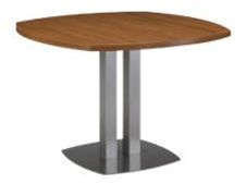 Table de réunion carrée SLIVER - L115 x H75 x P115 - 4 côtés courbes - Noyer et bronze