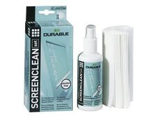 Durable Screenclean set - kit de nettoyage (spray 125 ml + 20 ligettes absorbantes) pour écrans et surfaces vitrées
