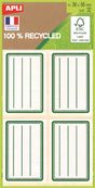 Apli Agipa - 32 Étiquettes scolaires 100% recyclées cadre et lignes verts - 36 x 56 mm - réf 101343