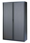 Armoire haute à rideaux - L120  x H198 x P43 cm - 4 tablettes - anthracite