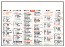 Oberthur Classique - Calendrier 6 mois par face - 7,7 x 10,6 cm