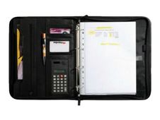 Carpentras Sign Office - Conférencier A4 zippé, à anneaux avec calculatrice - noir