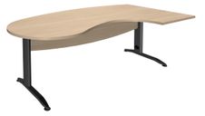 Bureau compact manager retour à droite IDRA - L200 cm - pieds anthracite - Chêne clair (pied de renfort obligatoire à rajouter - non inclus)