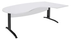 Bureau compact manager retour à droite IDRA - L200 cm - pieds anthracite - Blanc perle (pied de renfort obligatoire à rajouter - non inclus)