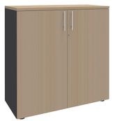 Armoire mi-haute IDRA/DUAL -  L80 x H102 x P47 - 2 portes - 2 tablettes métal DS - Corps anthracite - Portes et dessus Chêne Clair