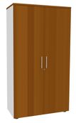 Armoire haute IDRA/DUAL - H180 x L80 x P47 - 2 portes - Corps blanc - Portes et dessus imitation Merisier