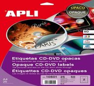 Apli Agipa - 50 Étiquettes pour CD/DVD opaques - diamètre 117 mm