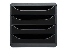 Exacompta BigBox - Module de classement 4 tiroirs - noir/noir