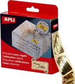 Agipa - 18 Étiquettes Plaisir d'offrir impression noir sur fond or - 25 x 50 mm