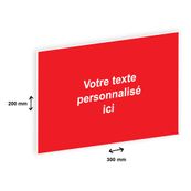 Plaque professionnelle personnalisée avec votre texte - 300 x 200 mm - Epaisseur 3,2 mm - rouge - adhésivée prête à poser