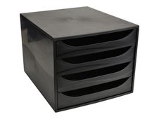 Exacompta Ecobox - Module de classement 4 tiroirs - noir
