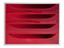 Exacompta Classic ECOBOX - Armario de cajones - 4 cajones - gris, transparent raspberry