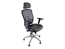 OfficePro ERGOSEAT - Fauteuil - accoudoirs en T - pivotant - en maille avec appui-tête - noir