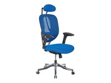 OfficePro ERGOSEAT - Fauteuil - accoudoirs en T - pivotant - en maille avec appui-tête - bleu