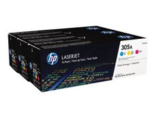 HP 305A - Pack de 3 - cyan, magenta, jaune - cartouche laser d'origine (CF370AM)