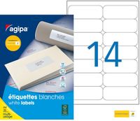 Apli Agipa - 350 Étiquettes adhésives blanches multi-usages - 99,1 x 38,1 mm - coins arrondis - réf 119611