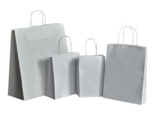 50 Sacs cadeau kraft - poignées torsadées - 32 cm x 12 cm x 44 cm - blanc