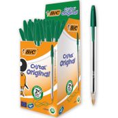 BIC Cristal - 50 Stylos à bille - vert - 1 mm - pointe moyenne