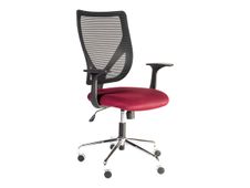 Fauteuil de bureau - KONAKRY - Accoudoirs fixes - Noir et rouge bordeaux 