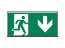 Pickup - Panneau de signalisation - 300 x 150 mm - Flèche vers le bas de sortie de secours