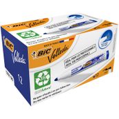 BIC VELLEDA 1701 - Pack de 12 marqueurs effaçables - pointe ogive - bleu