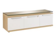 Banc SLIVER - L135 x H46 x P45 - 1 tiroir pour dossiers suspendus et 2 portes - Chêne et blanc