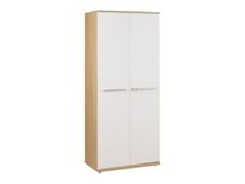 Armoire haute SLIVER - L80 x H188 x P45 - 2 portes - Chêne fil et blanc