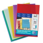 SHINE - 10 Pochettes coin - A4 - pour 25 feuilles - 12/100 - couleurs assorties transparentes