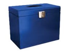 Pierre Henry - Classeur ménager en métal (valisette) avec 5 dossiers suspendus - bleu primaire