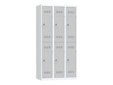 Vestiaire multicases - 3 colonnes - 6 portes - 180 x 90 x 50 cm - gris/gris