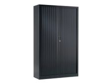 Armoire haute monobloc à rideaux GENERIC - 198 x 120 x 43 cm - corps et rideaux noir