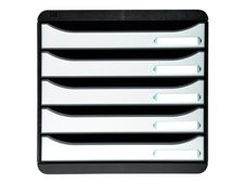 Exacompta BigBox Plus - Module de classement 5 tiroirs - noir/blanc brillant