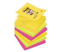 Post-it - 6 Blocs Z-Notes Super Sticky Rio - couleurs vives assorties - 76 x 76 mm