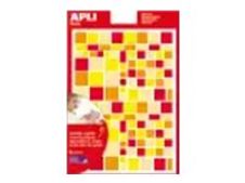 Apli - 6 feuilles gommettes carrées - orange/rouge