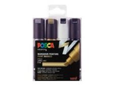 Posca - 4 Marqueurs peinture pointe large - couleurs assorties
