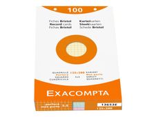 Exacompta - Pack de 100 Fiches Bristol - 12,5 x 20 cm - petits carreaux - perforées - couleurs assorties