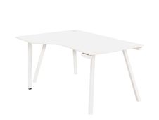 Bureau compact à gauche SUNDAY - 160 cm - Pieds trapèze - Blanc