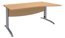 Bureau droit IDRA - Vague à droite - L140 cm - Pieds alu - Plateau imitation Hêtre